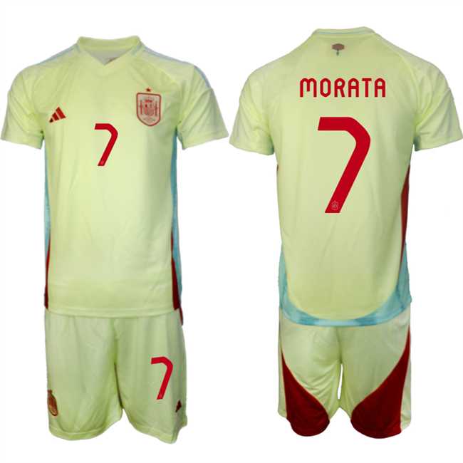 Men's Spain Team #7 alvaro Morata 2024-25 Yellow Away Soccer Jersey Suit,We sell and wholesale Men's Spain Team #7 alvaro Morata 2024-25 Yellow Away Soccer Jersey Suit on line form chian!